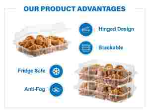 Plateau à pâtisserie à charnière en plastique jetable de haute qualité 125oz recyclable pour l'emballage du pain à usage industriel-Alimentaire - Product Image 1