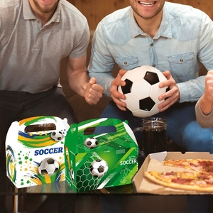Cajas de Regalo para Fiestas de Fútbol, Contenedores de Dulces Negros, Blancos y Verdes con Asa para Decoración de Cumpleaños con Temática de Fútbol - Product Image 2