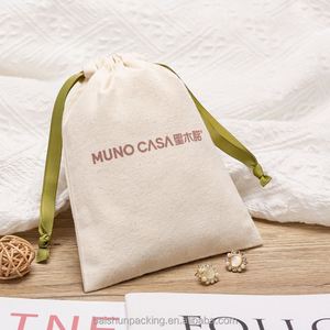 Custom Printed Organic Cotton Drawstring Pouch Recyclable Calico Muslin Velvet <b>Bag</b> Small Promotional Hair Accessories Gift <b>Bag</b> - Product Image 3