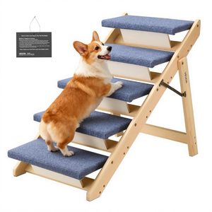 <span class=keywords><strong>Rampe</strong></span> pliable en bois écologique <span class=keywords><strong>pour</strong></span> chiens et chats LHJY Factory avec 4 niveaux - Escalier portable <span class=keywords><strong>pour</strong></span> animaux de compagnie <span class=keywords><strong>pour</strong></span> lits et voitures - Product Image 1