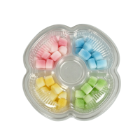 Wegwerp gouden bruiloft serveerschaal, voedselveilige PET, noten & gedroogd fruit snacks verpakkingsdoos, 5-delige plastic cateringdoos