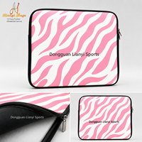 Housse d'ordinateur portable en néoprène à imprimé zèbre rose personnalisée en usine, étui pour tablette et ordinateur portable en néoprène OEM, pochette pour ordinateur portable