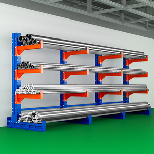 Estantería Cantilever de Acero Industrial de Una Sola Cara, Ligera, 4 Niveles, Brazo Ajustable, Cromada Azul - Product Image 5