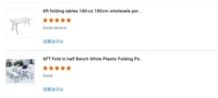 Promotion Exceptionnelle Table et Chaise Pliantes de Pique-Nique et Repas Rectangulaires Blanches en Plastique HDPE, Populaires pour Événements Intérieurs et Extérieurs, Mariages