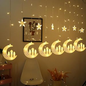 Guirlande lumineuse étoile <span class=keywords><strong>de</strong></span> lune brillante et château <span class=keywords><strong>de</strong></span> conte <span class=keywords><strong>de</strong></span> fées, rideau lumineux musulman, guirlande lumineuse pour la maison, les fêtes, le ramadan, la décoration <span class=keywords><strong>de</strong></span> l'Aïd - Product Image 3