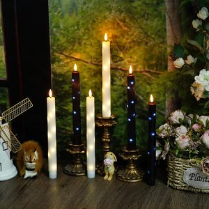 Bougie électrique sans flamme à piles, effet flamme vacillante, 20 cm de long, en cire véritable, avec télécommande - Product Image 6