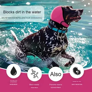 غطاء رأس كبير للكلاب من القطن للسباحة في الصيف، واقي للأذنين مقاوم للماء، يقلل الضوضاء ويعزز الراحة العاطفية - Product Image 3