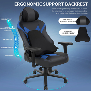 Chaise de jeu ergonomique inclinable de qualité supérieure avec pivotement à 360 degrés, hauteur réglable et support lombaire Frog <span class=keywords><strong>Trag</strong></span> de haute qualité - Product Image 4