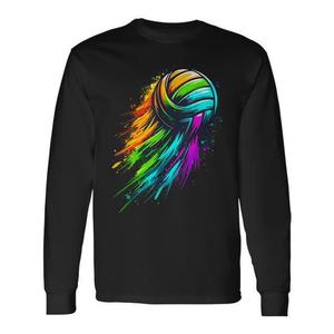 Camiseta de manga larga negra para jugador de voleibol, diseño Colorsplash Ball, talla pequeña - Product Image 1
