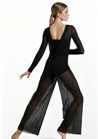 Robe de danse lyrique classique pour femme, en maille extensible douce, pour performance scénique, avec manches longues, design de danse lyrique