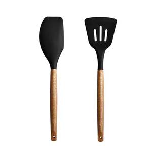 Wholesale Eco-Friendly <b>Silicone</b> Kitchen <b>Tools</b> Wooden Baking Icing Mixing Cooking Spatulas with Utensils Holder - Product Image 3