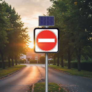 Señal de Tráfico Reflectante de 60 x 60 cm con Energía Solar, Señal de Prohibido el Paso con Flecha para Uso en Carreteras - Product Image 3