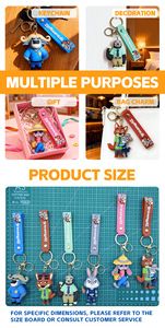 Porte-clés en PVC souple en forme de personnage de dessin animé Zootopia Crazy Animal City, poupée en caoutchouc, porte-clés DIY, sac à dos de style avancé - Product Image 6