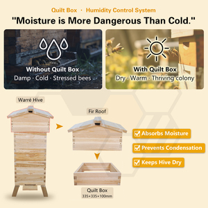 Caja <span class=keywords><strong>de</strong></span> colmena <span class=keywords><strong>de</strong></span> abejas Warre <span class=keywords><strong>de</strong></span> 3 niveles sin montar con 8 cuadros y soporte para colmena - Product Image 2