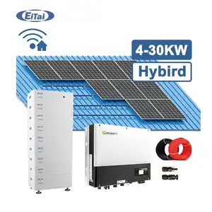 Recipiente de crescimento 15kw pv, entrada trifásica 400v 10kw híbrido inversor sistema de energia solar casa na casa