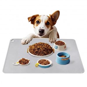 Eco Friendly Silicone Dog <b>Feeding</b> <b>Mat</b> Waterproof and Food Grade Rectangle Shape Animal Print Large Size <b>Pet</b> Placemat - Product Image 1