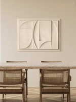 Nouvelle conception de peinture décorative en relief géométrique 3D moderne blanche, nouvelle conception d'art sculpté en MDF pour hôtel, salon, décoration intérieure