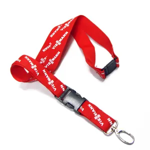 सबसे सस्ता लाल पॉलिएस्टर बुना फ्लैट Inprinted कस्टम डिजाइन नरम Lanyards