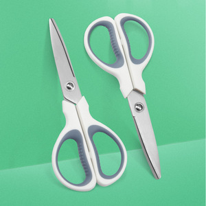 Office Scissors Stainless Steel Straight Head White Gray Home Use Paper Cutting Multi Functional Student Stationery - Product Image 1