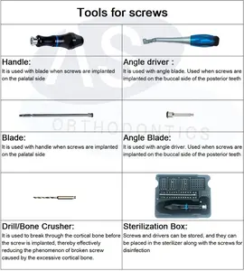 Outils de vis orthodontiques, pilote avec accessoires de lame, Implant endosse dentaire