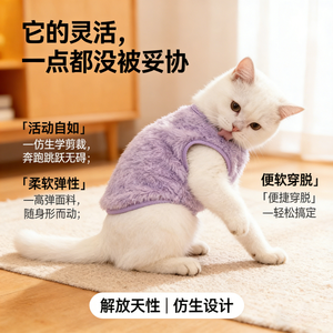Gilet brodé pour chat mignon, vêtements chauds anti-chute de poils pour animaux de compagnie, design confortable pour chatons, automne-hiver - Product Image 3