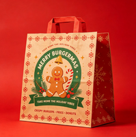 Sacs et boîtes d'emballage en papier personnalisés pour la vente à emporter de Noël, contenants alimentaires imprimés avec logo pour la restauration rapide, hamburgers, frites, beignets, gâteaux