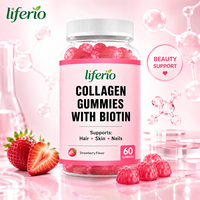 Liferio OEM Collagen Biotine Gummies Complément de beauté pour des cheveux sains, des ongles forts, des soins anti-âge de la peau, 60 pièces en gros