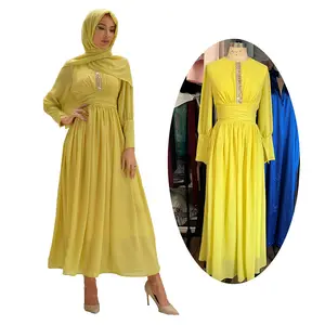 Alta calidad gasa Ramadan Kaftan Dubai Abaya Turquía mujeres musulmanas Islam étnico caftán Marocain lujo Abaya Maxi vestidos