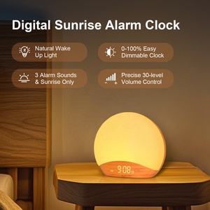 Réveil intelligent en bois HiFiD personnalisé, nouveau produit, avec lumière <span class=keywords><strong>d</strong></span>'aube et machine à bruit blanc pour la santé - Product Image 2