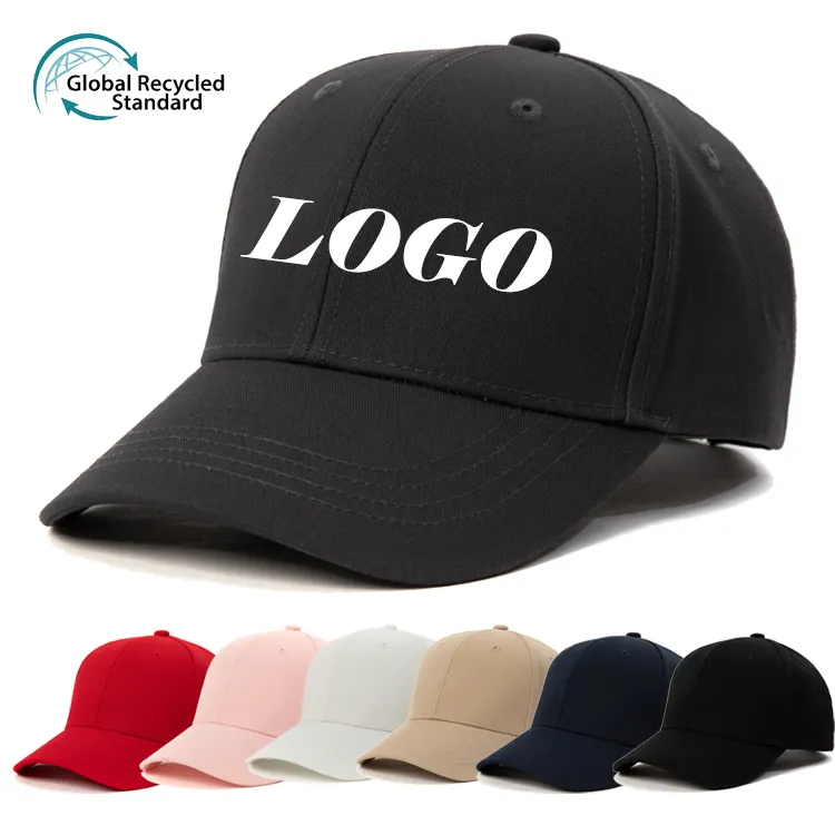 GRS Certified Factory Custom Recycled Cotton Fabric Sustainable ECO Friendly Baseball Caps and Hats