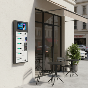 Y2 Power <span class=keywords><strong>ZEN</strong></span> Pro, casier de recharge pour télé<span class=keywords><strong>phone</strong></span> ultra-fin à <span class=keywords><strong>6</strong></span> baies, station de recharge extérieure avec écran publicitaire de 14 pouces pour les conférences - Product Image 1