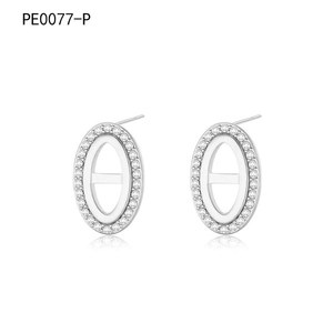 ต่างหูแฟชั่นประดับเซอร์โคเนียสตั๊ด PE0077 สำหรับผู้หญิงเครื่องประดับคุณภาพสูง - Product Image 1