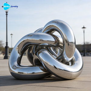 Escultura Moderna Abstracta de Acero Inoxidable Electrochapado Personalizada con Impresión UV y Pulido para Uso en Exteriores con Logotipo Fundido - Product Image 3