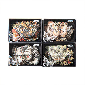 Lot de 50 feuilles d'autocollants de collage de base de style européen sur le thème des papillons rétro de la série Break Free and Soar pour journaux faits main - Product Image 5