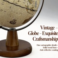 Globe terrestre rotatif à 360° sur base en bois et support métallique, 14,5 cm, certifié CE ROHS, décoration de bureau vintage anglaise