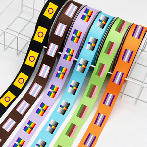 Maßgefertigtes Regenbogen Asexuelles Pride Polyester Ripsband, <span class=keywords><strong>Aro</strong></span> <span class=keywords><strong>Ace</strong></span> Flaggenmuster Band für Geschenkverpackung, Scrapbooking & Dekoration - Product Image 3