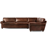 Canapé d'angle en cuir au design luxueux avec pieds en bois massif, canapé-lit, coussins moelleux, mobilier pour hall d'hôtel cinq étoiles