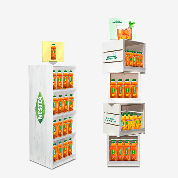Customized Free Standing Stackable Supermarket Beverage Stand Bottle Juice Display Stand for Orange Juice