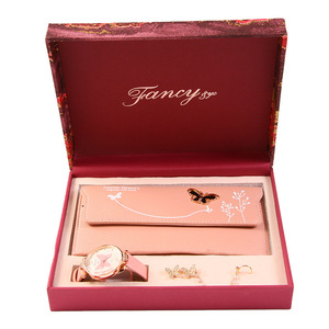 Cross Border Gift <b>Set</b> For Women Wallet <b>Watch</b> With Butterfly Design Leather Material Holiday Favor Birthday Gift Practical Gift - Product Image 4