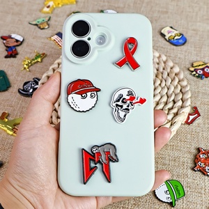 Autocollants de téléphone en métal personnalisés avec logo, en alliage de zinc, motif crânes de voiture anime, cadeaux d'anniversaire, avec adhésif 3M - Product Image 4