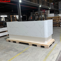 Bureau d'accueil à surface solide sur mesure Vendeur Table de réception en pierre de marbre incurvée facile à nettoyer