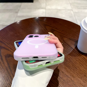 เคสโทรศัพท์ Candy Color 2 in 1 สำหรับ iPhone 17 16 15 14 13 12 11 Pro Max รองรับการชาร์จไร้สายแบบแม่เหล็ก  ฝาหลังแบบด้าน  วัสดุนุ่ม - Product Image 3