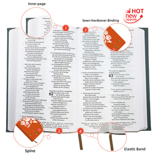 Opulento estampado en oro CUBIERTA <span class=keywords><strong>DE</strong></span> LA Santa Biblia papel <span class=keywords><strong>de</strong></span> arte azul impresión personalizada misionero ordenación ceremonia regalo - Product Image 4