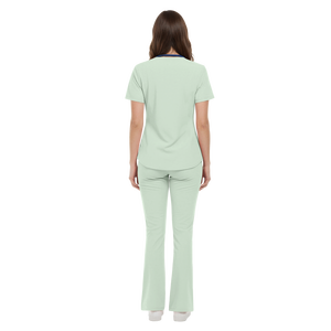 42389 Blouse de travail extensible personnalisée vert pâle pour <span class=keywords><strong>femme</strong></span>, vêtements d'hiver de bureau pour <span class=keywords><strong>femme</strong></span>, design élégant pour tenue de travail - Product Image 1
