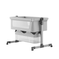 Lit bébé pliable multifonctionnel avec cadre métallique, hauteur réglable, mode berceau, roues universelles silencieuses, amovible et lavable