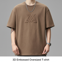 T-shirts pour hommes de haute qualité en coton 100% tissé, à col rond, surdimensionnés, avec logo en relief personnalisé sur le devant