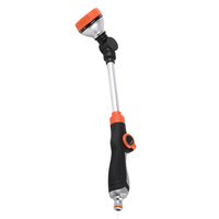Pistolet d'arrosage de jardin haute pression à 8 fonctions, multi-modes, réglable, à débit variable, en acier inoxydable, avec poignée souple et longue tige