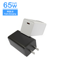 Chargeur PD GaN 65W prise américaine adaptateur de charge rapide simple type-c prend en charge PD3.0 et QC3.0 pour écouteurs de téléphone portable et montre intelligente
