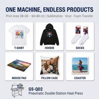 Presse à Chaud Pneumatique Entièrement Automatique Double Station 40x50 40x60 pour Sublimation et Transfert sur T-shirts OEM DDP 110V Disponible