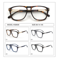 HIGO Monture de Lunettes Double Pont en Acétate Style Vintage de Luxe pour Hommes, Anti-Lumière Bleue, pour Myopie